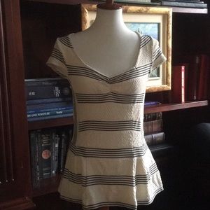 Anthropologie Postmark Cream and Black Peplum Top